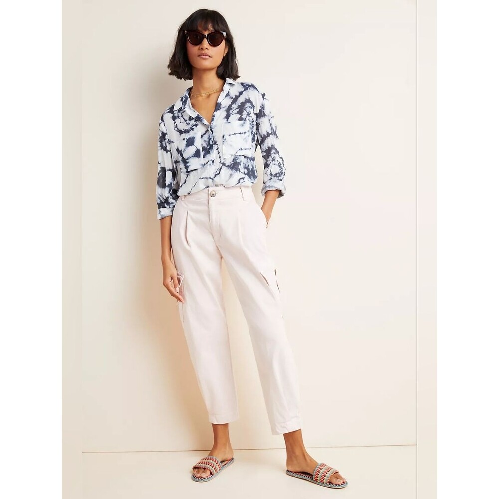 NWT Anthropologie Amadi Laurie Cargo Harem Pants In White Sz L